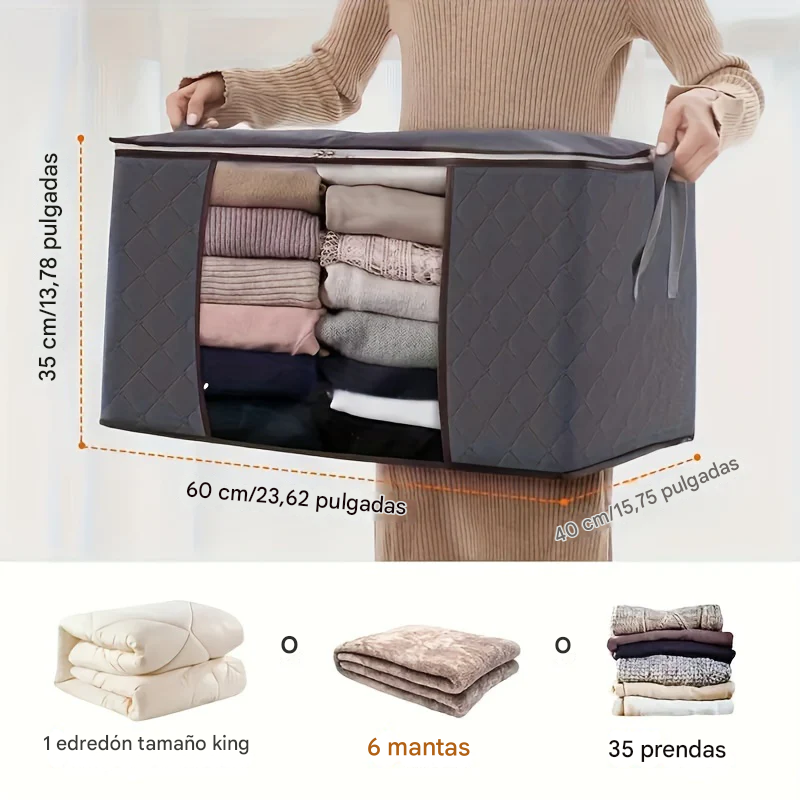 4 piezas Armario de almacenamiento portátil  para ropa, mantas y edredones, impermeable.