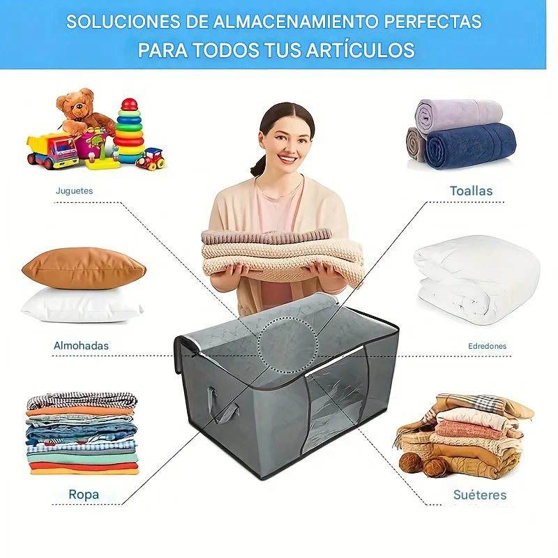 4 piezas Armario de almacenamiento portátil  para ropa, mantas y edredones, impermeable.