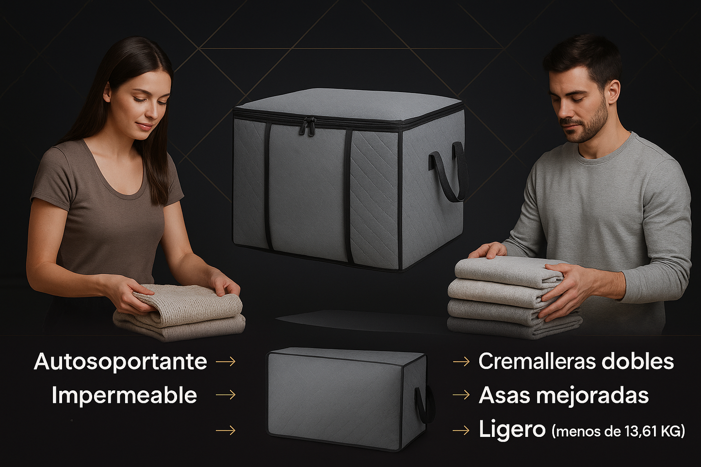 4 piezas Armario de almacenamiento portátil  para ropa, mantas y edredones, impermeable.