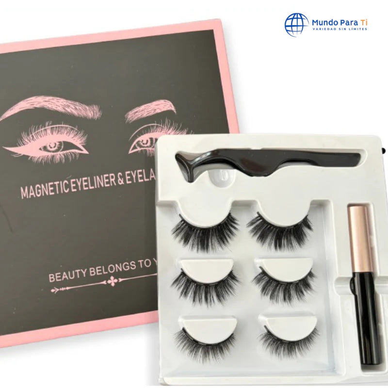 Kit de Pestañas Magnéticas 3D + Ebook de Maquillaje y LinePen GRATIS!