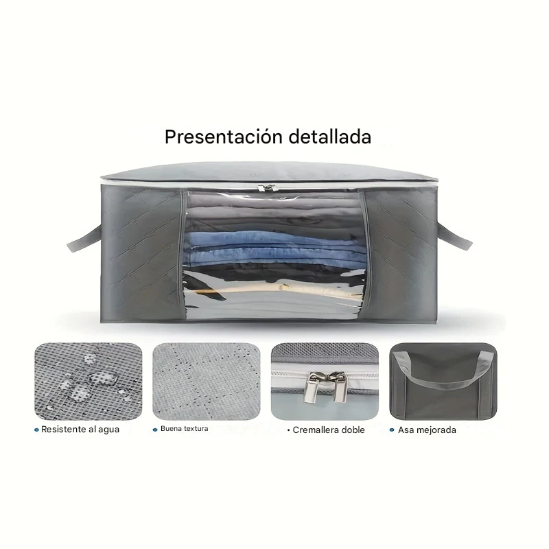 4 piezas Armario de almacenamiento portátil  para ropa, mantas y edredones, impermeable.