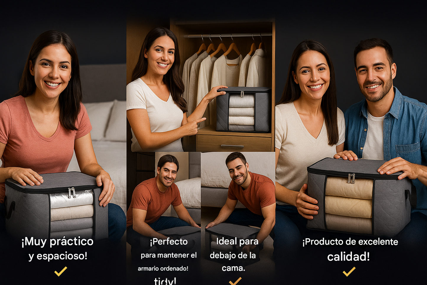 4 piezas Armario de almacenamiento portátil  para ropa, mantas y edredones, impermeable.