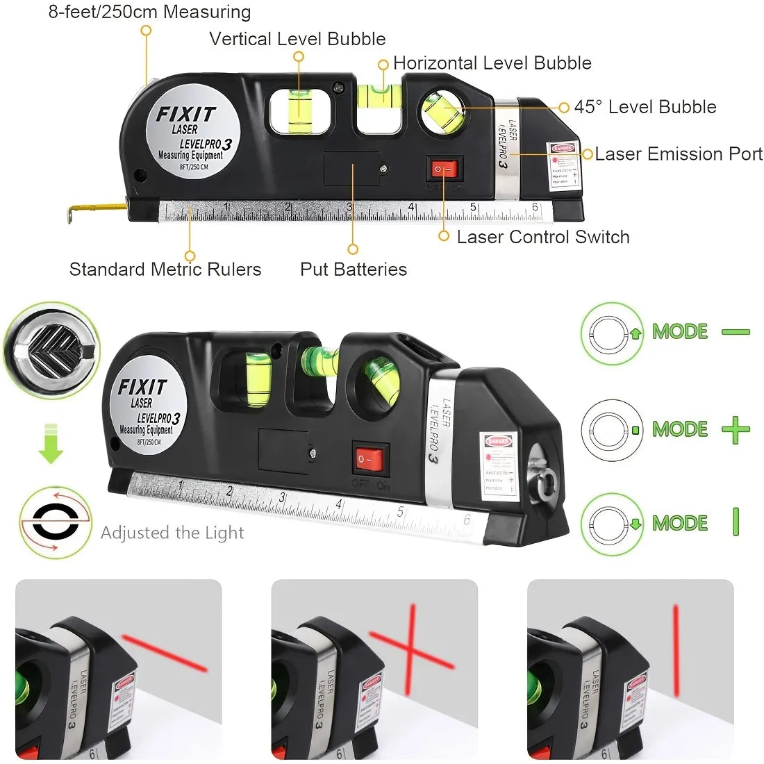 Metro laser 4 en 1